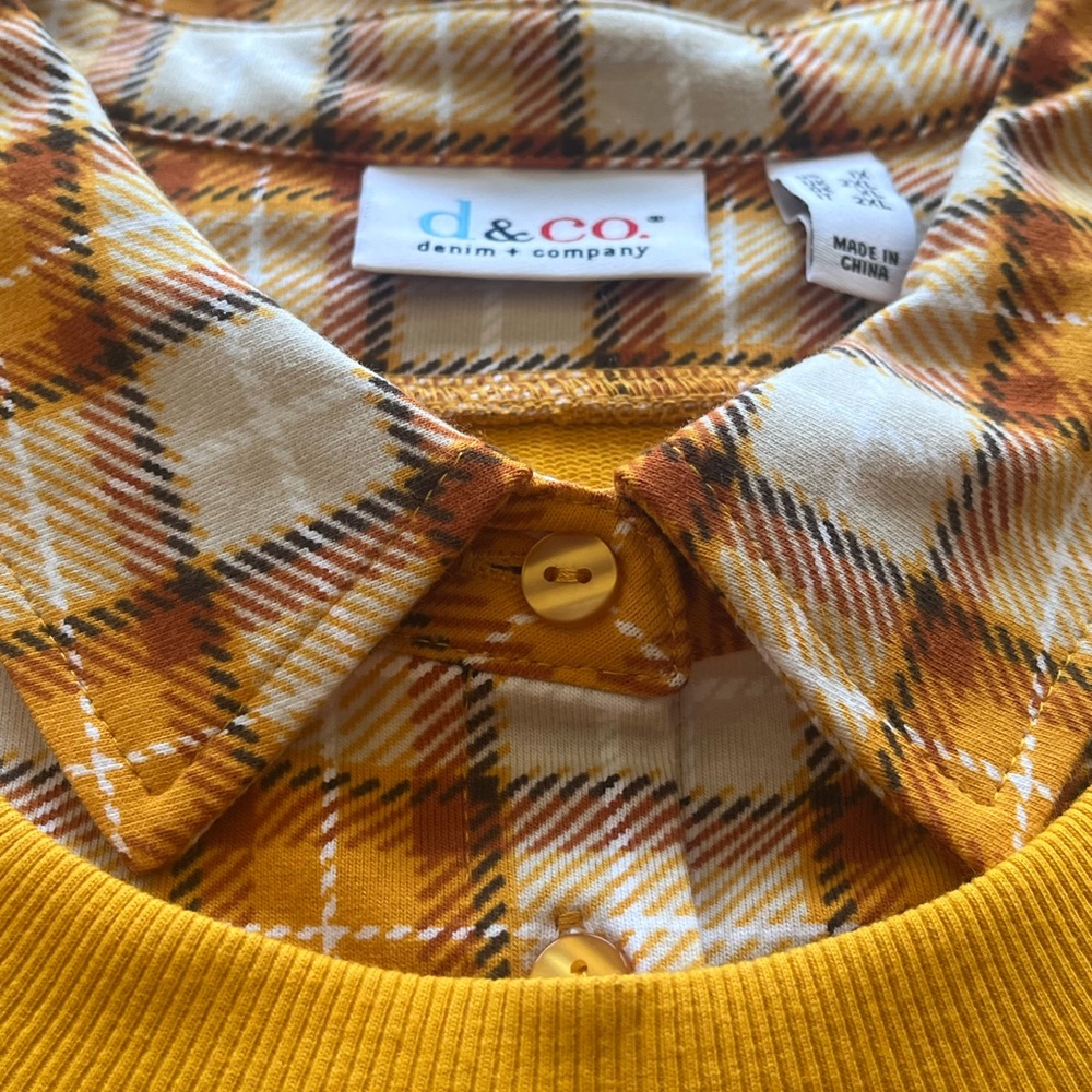Denim&Co Mustard Yellow Layered Button-Down Shirt Look - Picture 2 of 4